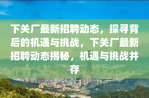 下關(guān)廠(chǎng)最新招聘動(dòng)態(tài)，探尋背后的機(jī)遇與挑戰(zhàn)，下關(guān)廠(chǎng)最新招聘動(dòng)態(tài)揭秘，機(jī)遇與金華市寶吉環(huán)境技術(shù)有限公司挑戰(zhàn)并存